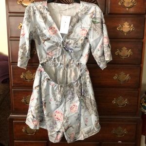 Fun shorts outfit. Pastel blue with flowers.